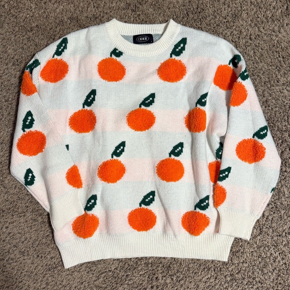 Cider Orange Fruit Pattern Sweater